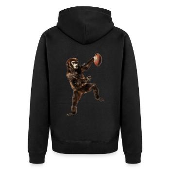 Gibbon Fußball - Unisex Premium Bio Zip Hoodie - Schwarz - Hinten - Nico (187cm)