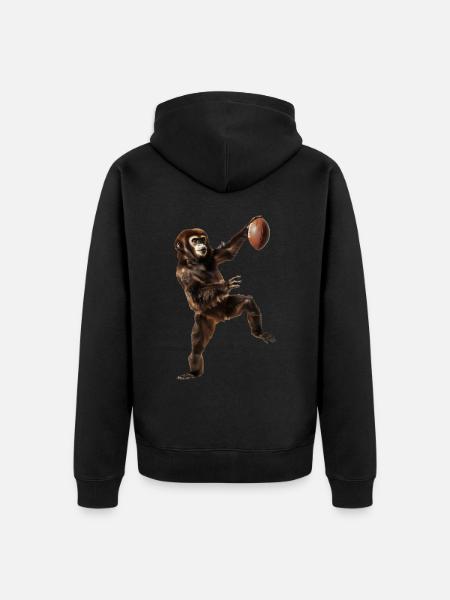 Gibbon Fußball - Unisex Premium Bio Zip Hoodie - Schwarz