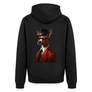Basenji - Unisex Premium Bio Zip Hoodie - Schwarz - Hinten - Nico (187cm)