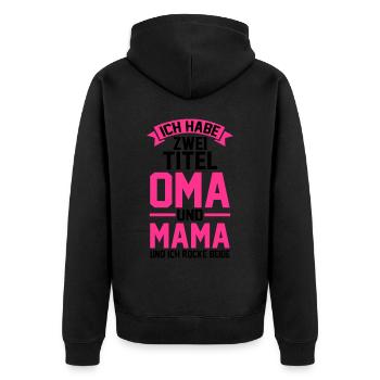 J’ai deux titres : Mamie et Maman - Veste à capuche bio Premium Unisexe - noir - Dos - Nico (187cm)