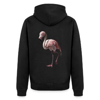 Flamingo - Unisex Premium Bio Zip Hoodie - Schwarz - Hinten - Nico (187cm)