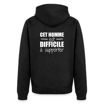 This man is hard to bear - Unisex Premium Organic Zip Hoodie - black - Back - Nico (187cm)