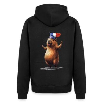 Wasserschwein - Unisex Premium Bio Zip Hoodie - Schwarz - Hinten - Nico (187cm)