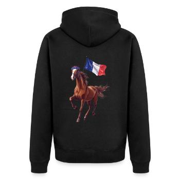 Pferd - Unisex Premium Bio Zip Hoodie - Schwarz - Hinten - Nico (187cm)