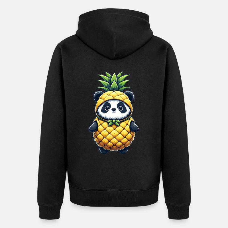 Panda en costume d’ananas - Veste à capuche bio Premium Unisexe - noir