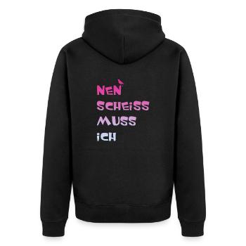Nen scheiss muss ich - Unisex Premium Bio Zip Hoodie - Schwarz - Hinten - Nico (187cm)