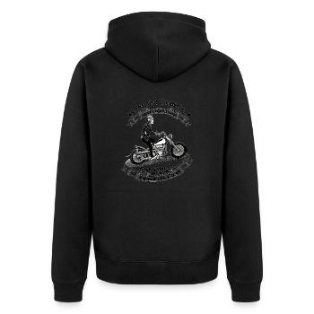 Unterschätze niemals einen Alten Mann - Unisex Premium Bio Zip Hoodie - Schwarz - Hinten - Nico (187cm)