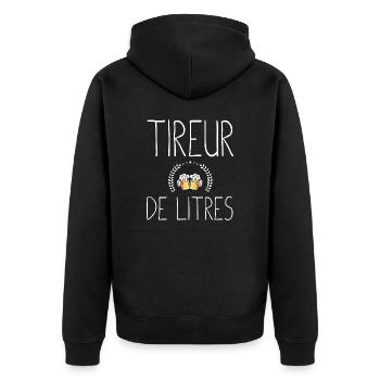 Tireur de litres cadeau humour alcool bière homme - Veste à capuche bio Premium Unisexe - noir - Dos - Nico (187cm)