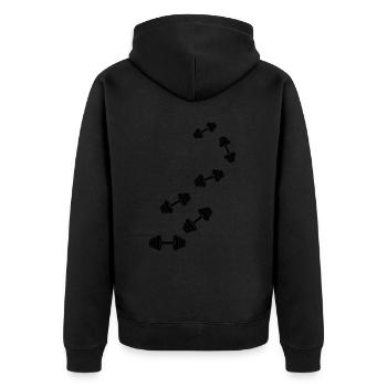 Hantel gewichte icon - Unisex Premium Bio Zip Hoodie - Schwarz - Hinten - Nico (187cm)