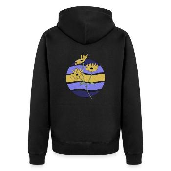 Minimal Blume Wellen Muster Urlaub Ferien Sommer - Unisex Premium Bio Zip Hoodie - Schwarz - Hinten - Nico (187cm)