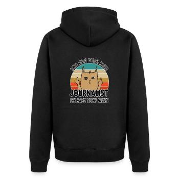 Journalist - Unisex Premium Bio Zip Hoodie - Schwarz - Hinten - Nico (187cm)