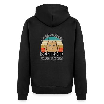 Postbote - Unisex Premium Bio Zip Hoodie - Schwarz - Hinten - Nico (187cm)