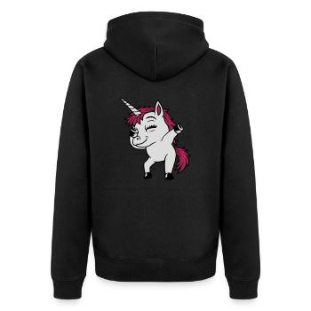 Party Einhorn Dabbing tanzen - Unisex Premium Bio Zip Hoodie - Schwarz - Hinten - Nico (187cm)
