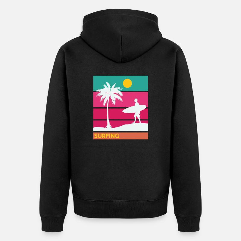Surfing Surfboard Surfer Geschenksidee - Unisex Premium Bio Zip Hoodie - Schwarz