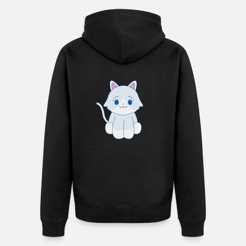 Chat blanc - Veste à capuche bio Premium Unisexe - noir
