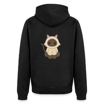 Siamkatze - Unisex Premium Bio Zip Hoodie - Schwarz - Hinten - Nico (187cm)