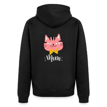 Mignon Kawaii drôle de chat disant miaulement - Veste à capuche bio Premium Unisexe - noir - Dos - Nico (187cm)