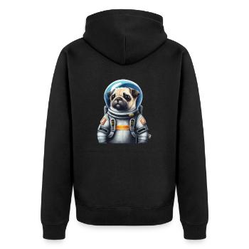 Mops Hund im Raumanzug Lustige Geschenkidee - Unisex Premium Bio Zip Hoodie - Schwarz - Hinten - Nico (187cm)