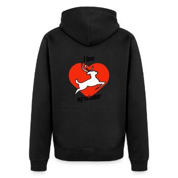 My reindeer - Unisex Premium Bio Zip Hoodie - Schwarz - Hinten - Nico (187cm)