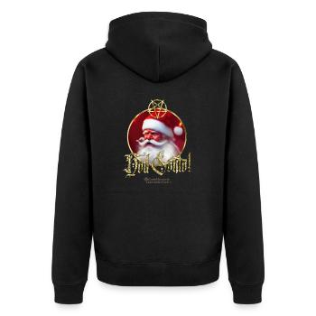 Ugly Xmas Hail Santa - Unisex Premium Bio Zip Hoodie - Schwarz - Hinten - Nico (187cm)
