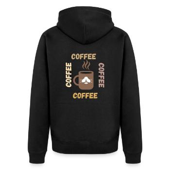 Coffee Time - Unisex Premium Organic Zip Hoodie - black - Back - Nico (187cm)