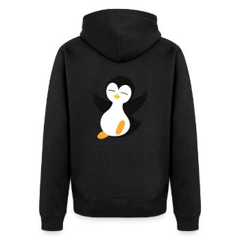 Pinguin - Unisex Premium Bio Zip Hoodie - Schwarz - Hinten - Nico (187cm)