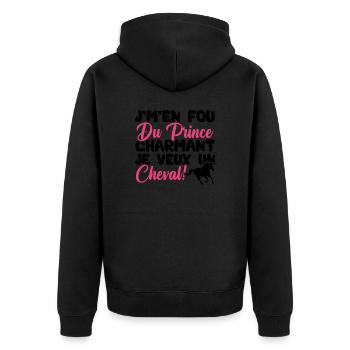 Je m'en fous du prince charmant je veux un cheval - Veste à capuche bio Premium Unisexe - noir - Dos - Nico (187cm)