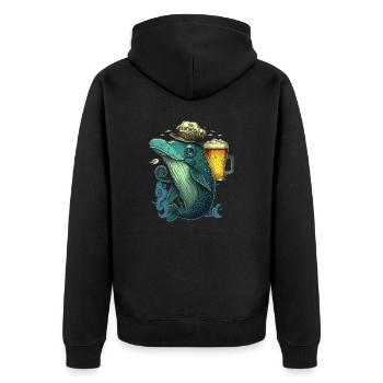 Capitaine de poisson de haute mer avec bière artisanale - Veste à capuche bio Premium Unisexe - noir - Dos - Nico (187cm)