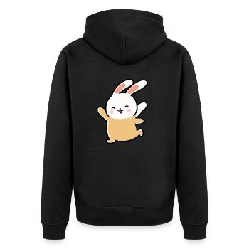 Kawaii Mignon Heureux Coloré Lapin Dansant - Veste à capuche bio Premium Unisexe - noir - Dos - Nico (187cm)