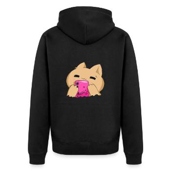 Meow - Unisex Premium Organic Zip Hoodie - black - Back - Nico (187cm)