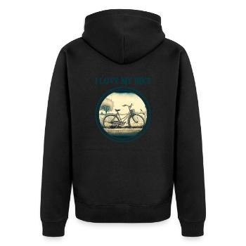 i love my bike - Unisex Premium Bio Zip Hoodie - Schwarz - Hinten - Nico (187cm)