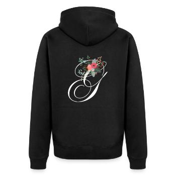 Buchstabe g blumig - Unisex Premium Bio Zip Hoodie - Schwarz - Hinten - Nico (187cm)