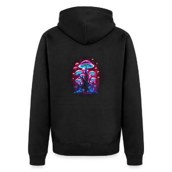 Magische Zauberpilze - Unisex Premium Bio Zip Hoodie - Schwarz - Hinten - Nico (187cm)