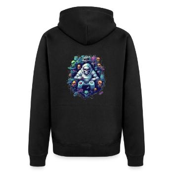 Dark Gamer - Unisex Premium Bio Zip Hoodie - Schwarz - Hinten - Nico (187cm)