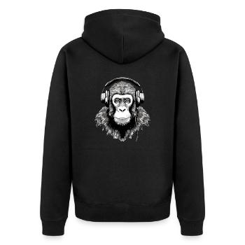 Chita le singe audiophile - Veste à capuche bio Premium Unisexe - noir - Dos - Nico (187cm)