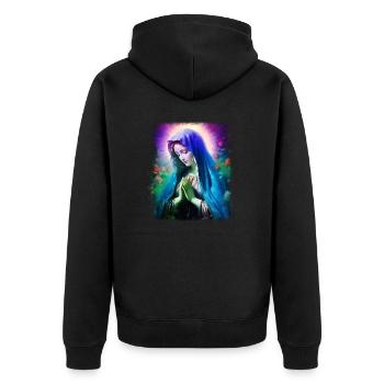 Holly Mary Maria Madonna Mariana Virgin Mary Holy - Unisex Premium Organic Zip Hoodie - black - Back - Nico (187cm)