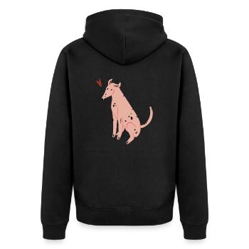 Hund - Unisex Premium Bio Zip Hoodie - Schwarz - Hinten - Nico (187cm)