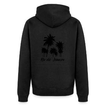 Rio de Janeiro - Unisex Premium Bio Zip Hoodie - Schwarz - Hinten - Nico (187cm)