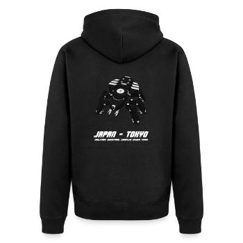 Cyberpunk Mecha A.I. Cosplay Anime Robot Tshirt - Unisex Premium Organic Zip Hoodie - black - Back - Nico (187cm)