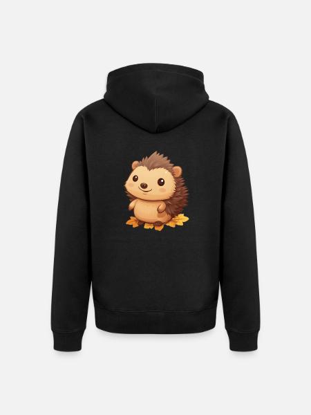 Igel Herbst - Unisex Premium Bio Zip Hoodie - Schwarz