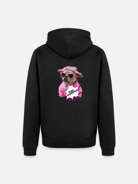 Rosa Wuffstyle - Unisex Premium Bio Zip Hoodie - Schwarz