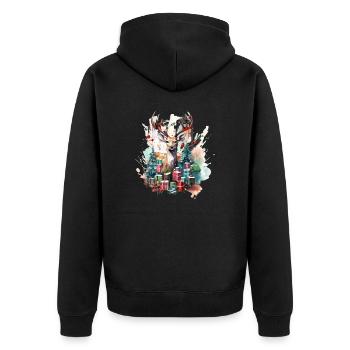 Magie von Weihnachten Rentier mit Geschenken - Unisex Premium Bio Zip Hoodie - Schwarz - Hinten - Nico (187cm)
