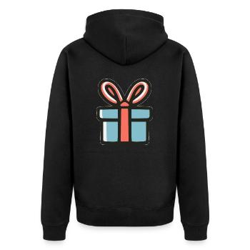 Geschenk Box - Unisex Premium Bio Zip Hoodie - Schwarz - Hinten - Nico (187cm)