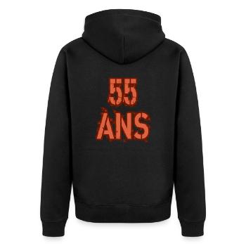 55 ANS - Veste à capuche bio Premium Unisexe - noir - Dos - Nico (187cm)