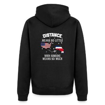 Distanz bedeutet so wenig, wenn jemand viel bedeutet - Unisex Premium Bio Zip Hoodie - Schwarz - Hinten - Nico (187cm)