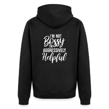 Je ne suis pas autoritaire, je suis agressivement serviable en disant des blagues - Veste à capuche bio Premium Unisexe - noir - Dos - Nico (187cm)