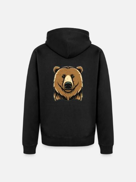 Big Grim Bear - Unisex Premium Organic Zip Hoodie - black