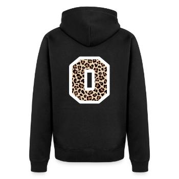 lettre o motif léopard -idée cadeau d’anniversaire - Veste à capuche bio Premium Unisexe - noir - Dos - Nico (187cm)