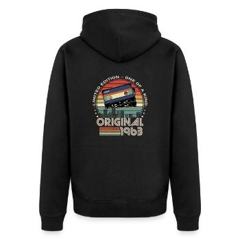 Limitierte Auflage 1963 61. Jahrestag - Unisex Premium Bio Zip Hoodie - Schwarz - Hinten - Nico (187cm)