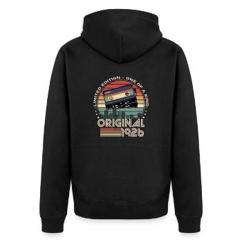 Limited Edition 1926 98th Anniversary - Unisex Premium Organic Zip Hoodie - black - Back - Nico (187cm)
